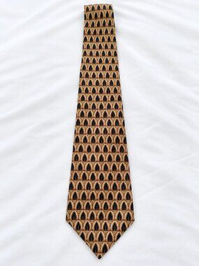 Pierre Balmain Tie Gold and Black Seed Colors 100% Silk